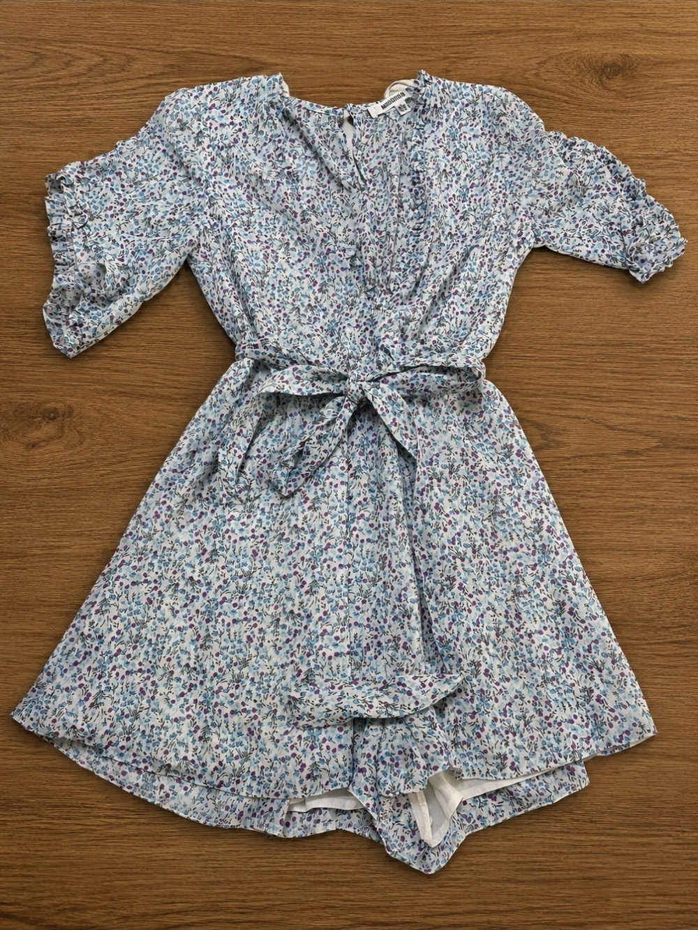 Missguided Women’s US 4 Floral Wrap Romper Belted Ruffle Sleeve Playsuit